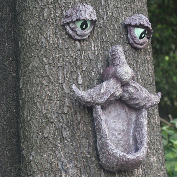 Laughing Tree Face Garden Statue Home Decor Outdoor Courtyard for Outdoor Landscape Plants Decor