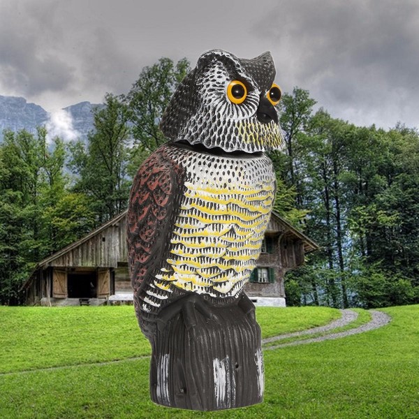 Artificial  Owl with Rotating Head Outdoor Hunting Decoy Garden Yard Landscape Ornament 