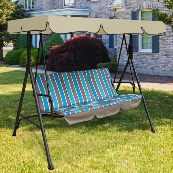 Garden Swing Chair Canopy Cover Shade Sail Waterproof UV Resistant Outdoor Courtyard Hammock Tent Swing Top Cover - Beige