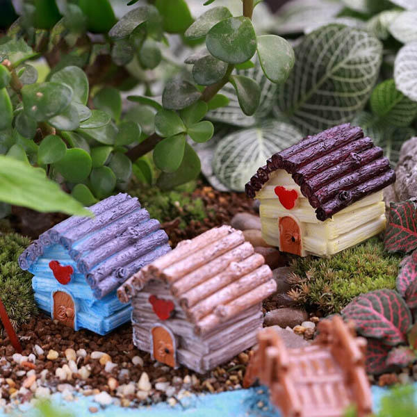 Micro Landscape Decorations  Mini House Garden DIY Decor  - Blue