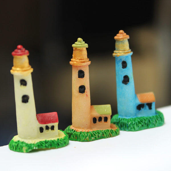 Mini  Lighthouse Micro Landscape Decorations Garden DIY Decor - Yellow