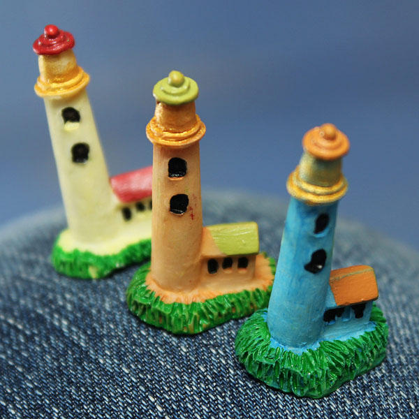 Mini  Lighthouse Micro Landscape Decorations Garden DIY Decor - Yellow
