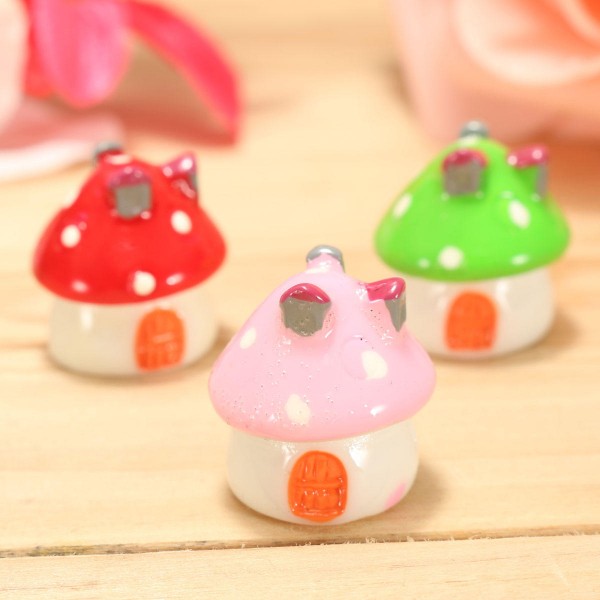 Miniature Mushroom Ornament Potted Plant Landscape Garden DIY Decor -  Pink