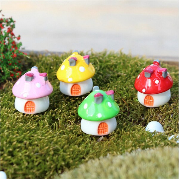 Miniature Mushroom Ornament Potted Plant Landscape Garden DIY Decor -  Pink