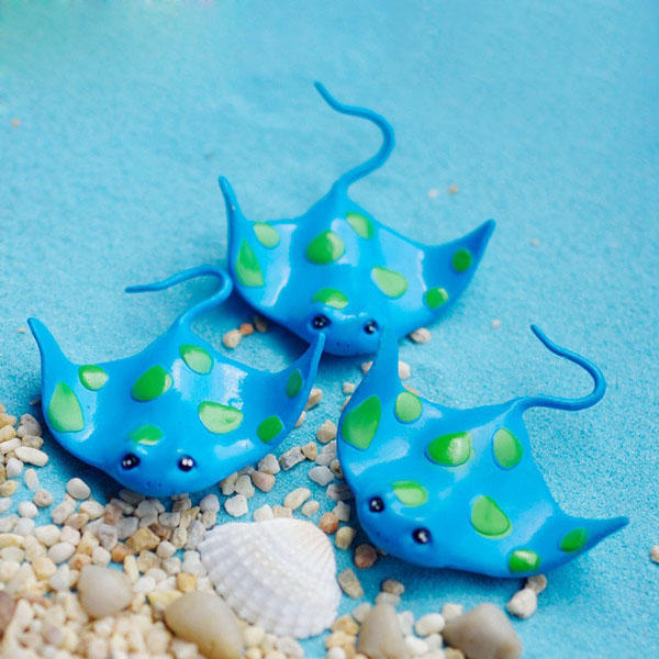 Mini Fish Whale Micro Landscape Decorations Garden DIY Decor - Blue spots flat fish