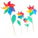Colorful PVC Wooden Windmill Home Garden Party Wedding Decoration Kid Toy - 12cm