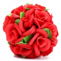 Artificial Wedding Silk Rose Flower Ball With Leaves Party Home Decoration - Rose