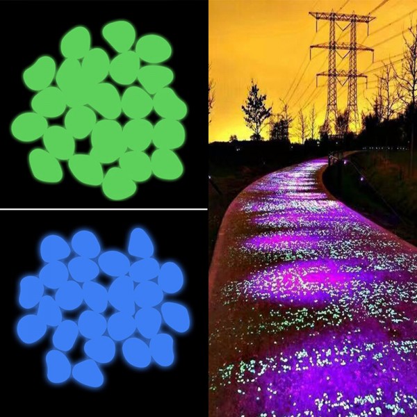 50pcs Glow Pebbles Luminous Stone Rocks In The Dark for Outdoor Pool Walkways Path Patio Lawn Decor - 100pcs Yellow