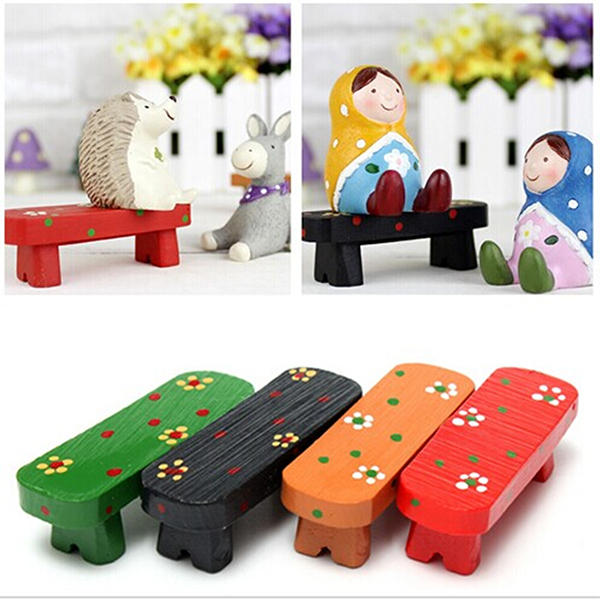 DIY Craft Landscape Simulation Bench Potted Plant Garden Decor - Orange