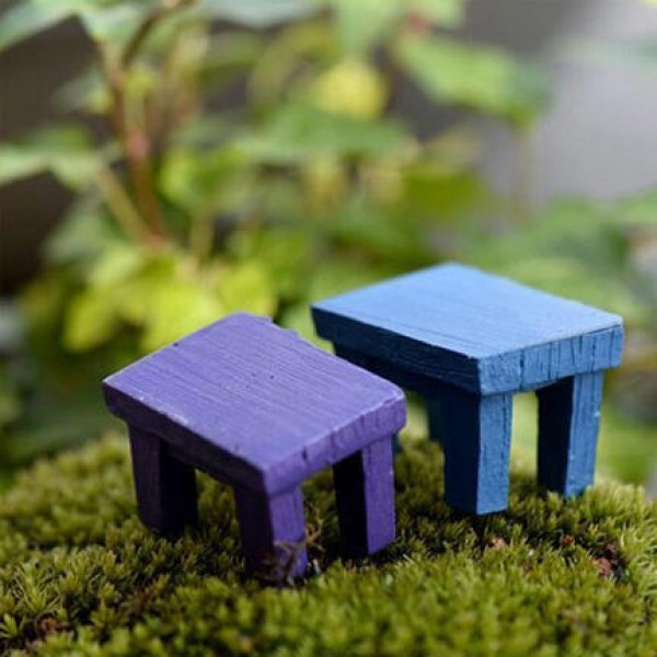 Mini  Stool Chair Desk Figurine Micro Landscape Ornament Gardening Decoration DIY Bonsai Craft - Purple Stool