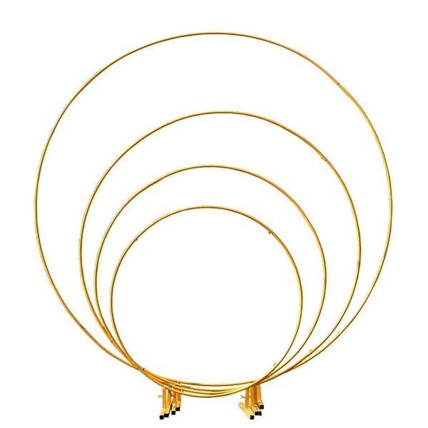1/1.2/1.5/1.8/2.4M Gold Round Balloon Arch Metal Wedding Arch For Garden Yard Wedding Brithday Party - 1.5m