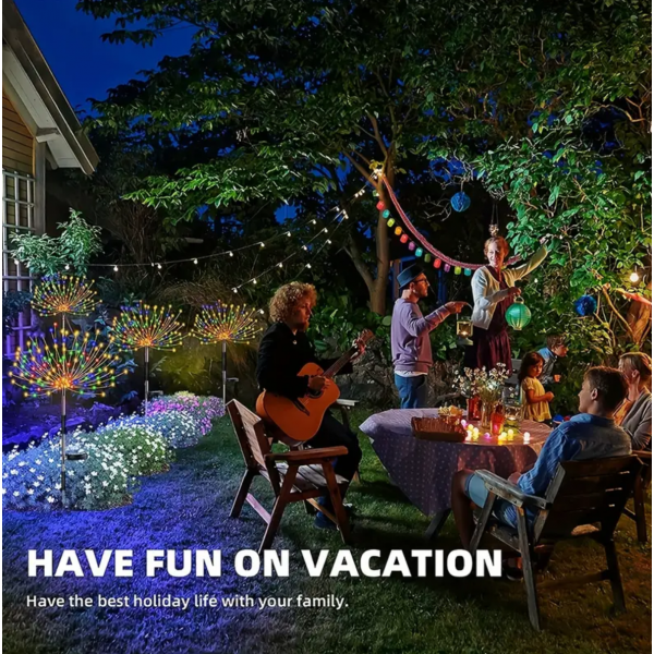 1pc Solar Garden Lights Outdoor, Waterproof Solar Firework Lights With 8 Modes, Light Up Your Garden With Solar Lawn Lights, LED Outdoor DIY Stake Lights