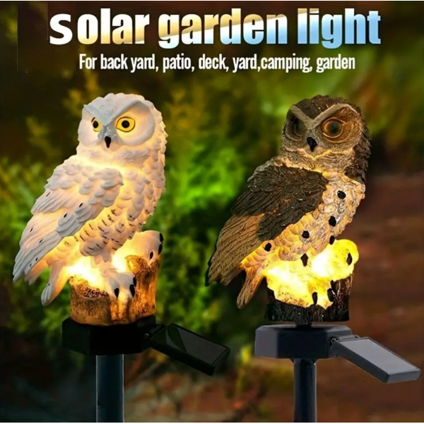1pc Garden Solar Lights Outdoor Decorative Resin Owl Solar LED Lights With Stake For Garden Lawn Pathway Yard Decortions
