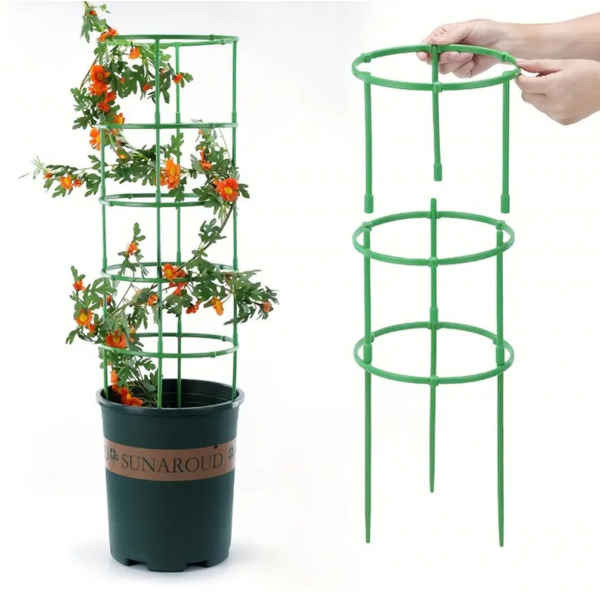 3pcs 12pcs Plant Support Plant Stakes, Half Round Plant Support Ring Plastic Plant Cage Holder Flower Pot Climbing Trellis For Small Plant Flower Vegetable, Indoor Plants