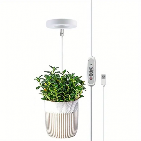1pc, Aiwellkay Grow Lights For Indoor Plants ,Grow Healthy Indoor Plants USB Angel Ring LED Full Spectrum Plant Light , Diameter 3.5in/9cm,Height Adjustable 4 Dimmable Brightness, 4/8/12H On/Off Timer,Timed DimmingI ,Ideal For Small Plants